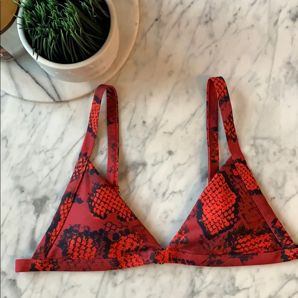 Shein red snakeskin triangle bikini